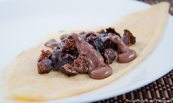 Dessert Crepe with Figs, Hazlenuts, Nutella